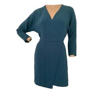 BABATON Teal Crepe Wrap Dress